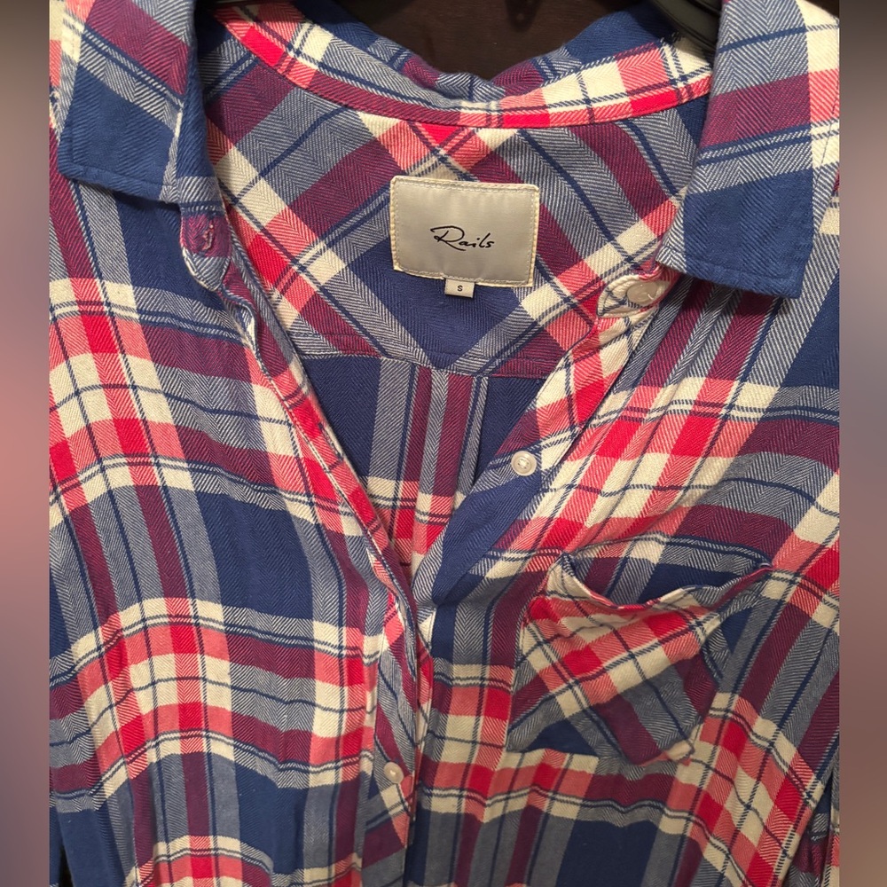 Red, white, & blue Rails plaid - Picture 4 of 5